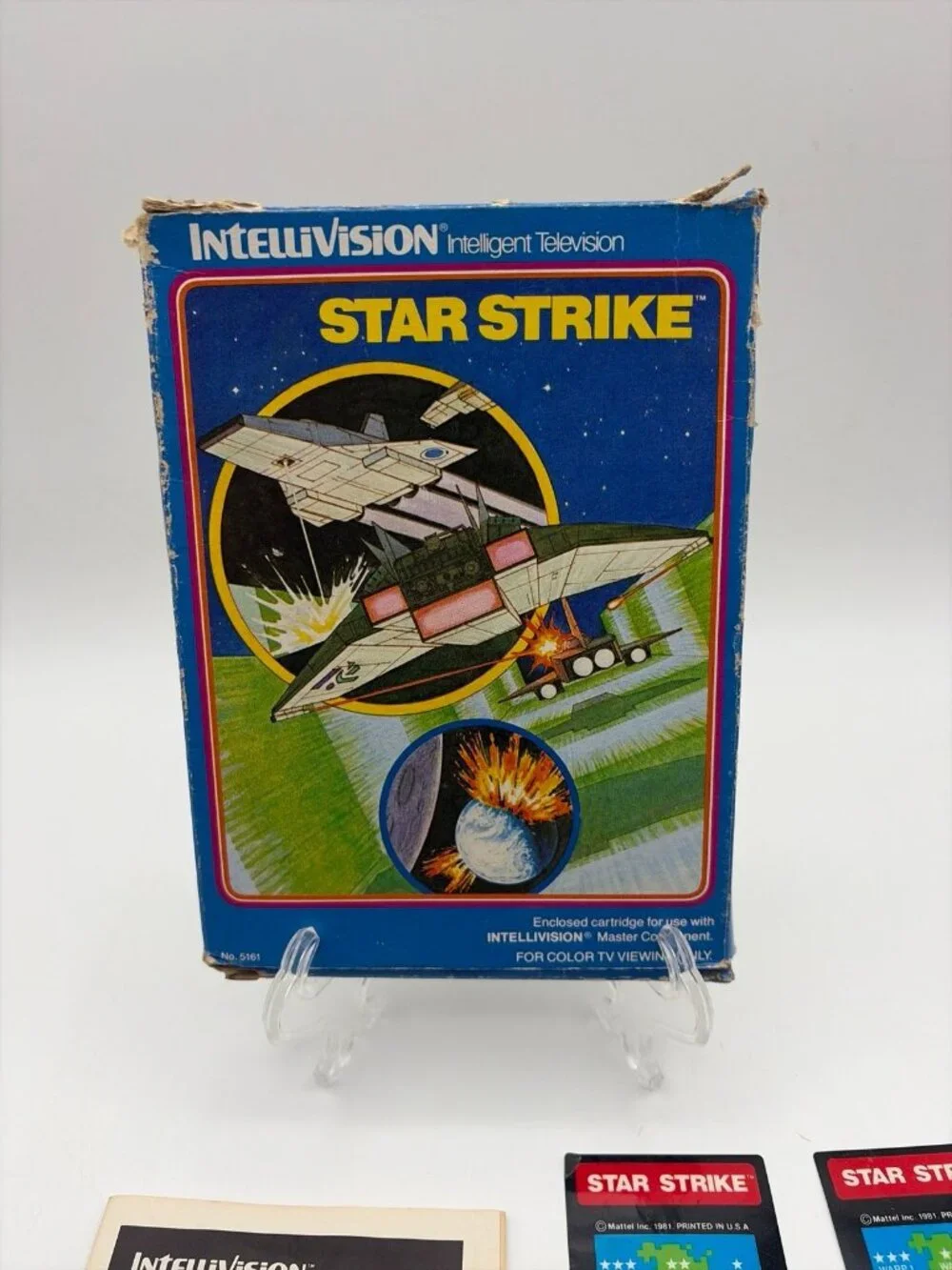 Star Strike (Mattel Intellivision 1981) Complete w/ Box Manual + 2 Overlays CIB